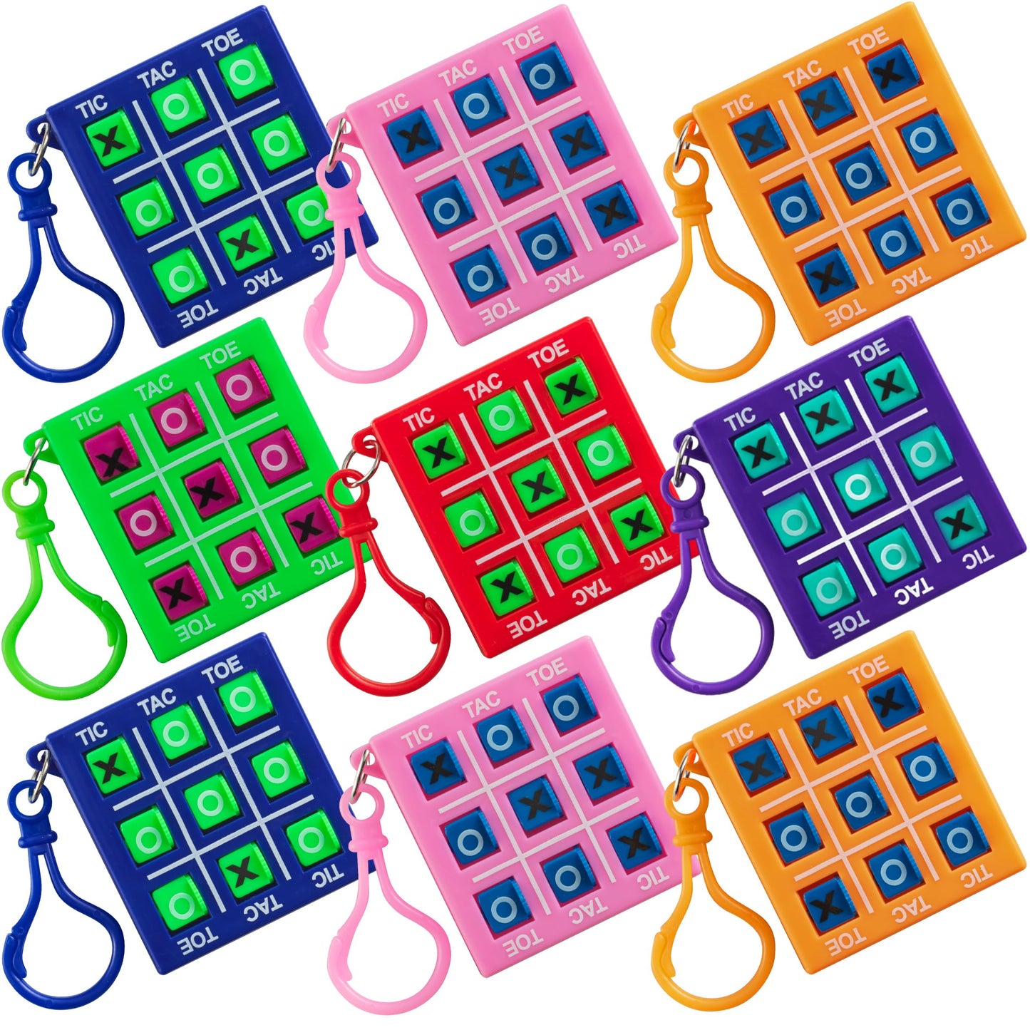 Bedwina 12 Mini Tic Tac Toe Keychain Games — Travel Size Party Favors for Kids