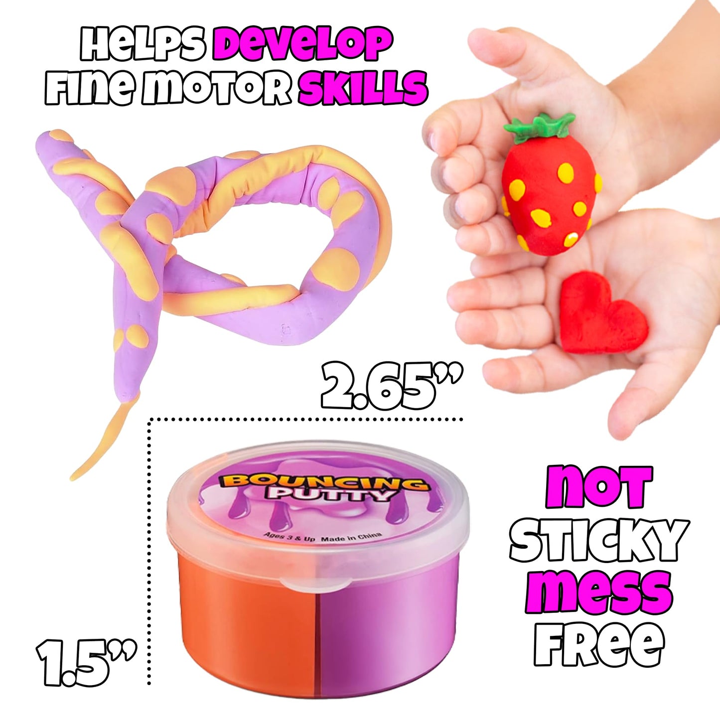 Bedwina Neon Bouncing Putty – 12-Pack Rainbow Slime for Kids | Sensory Putty & Party Favors