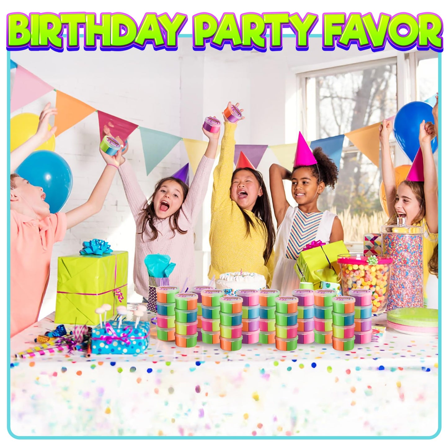 Bedwina Neon Bouncing Putty – 12-Pack Rainbow Slime for Kids | Sensory Putty & Party Favors