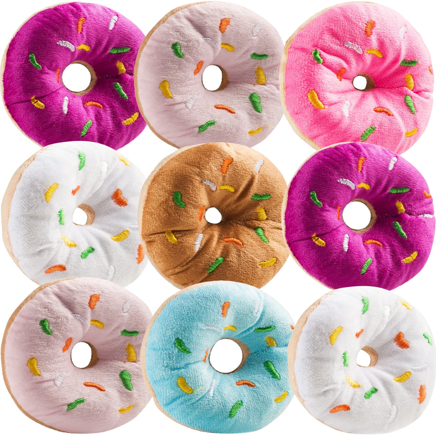 Bedwina Plush Donuts with Sprinkles – 12 Pack | Soft Donut Toys for Parties & Decorations