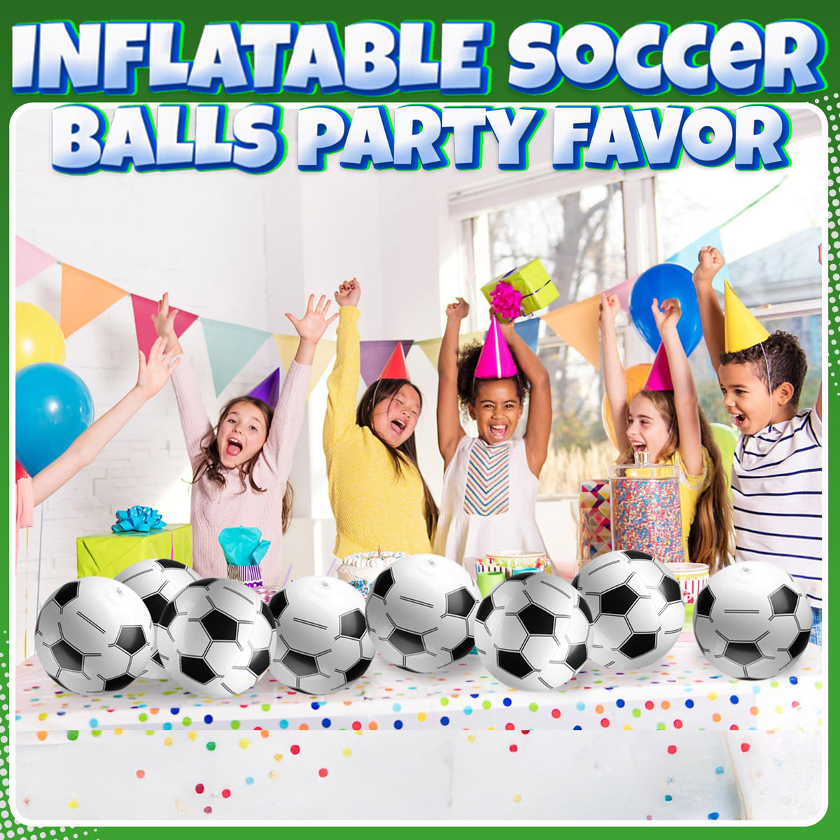 Bedwina Inflatable Soccer Balls (Pack of 12) – 16-Inch Beach Balls for Pool & Beach Parties