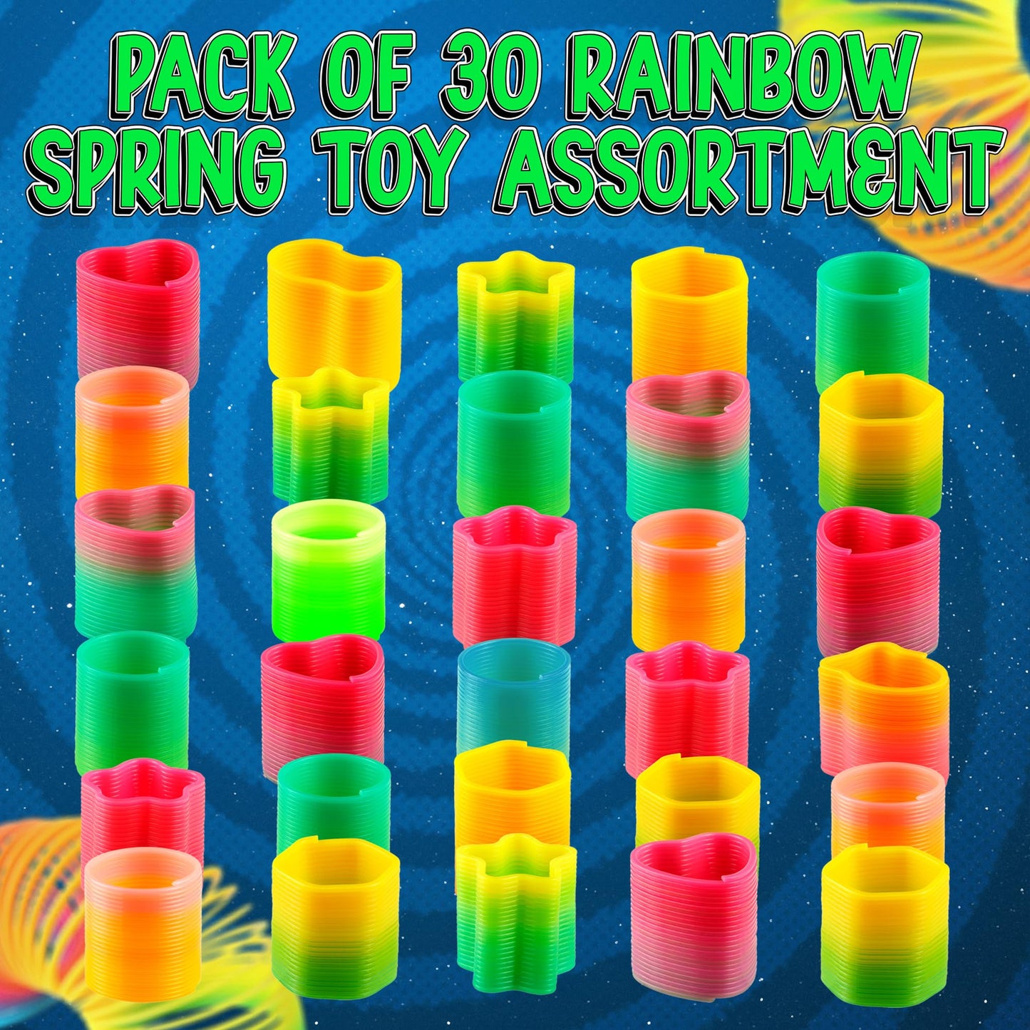 Bedwina Rainbow Spring Toy Assortment – Pack of 30 Mini Coil Springs & Party Favors