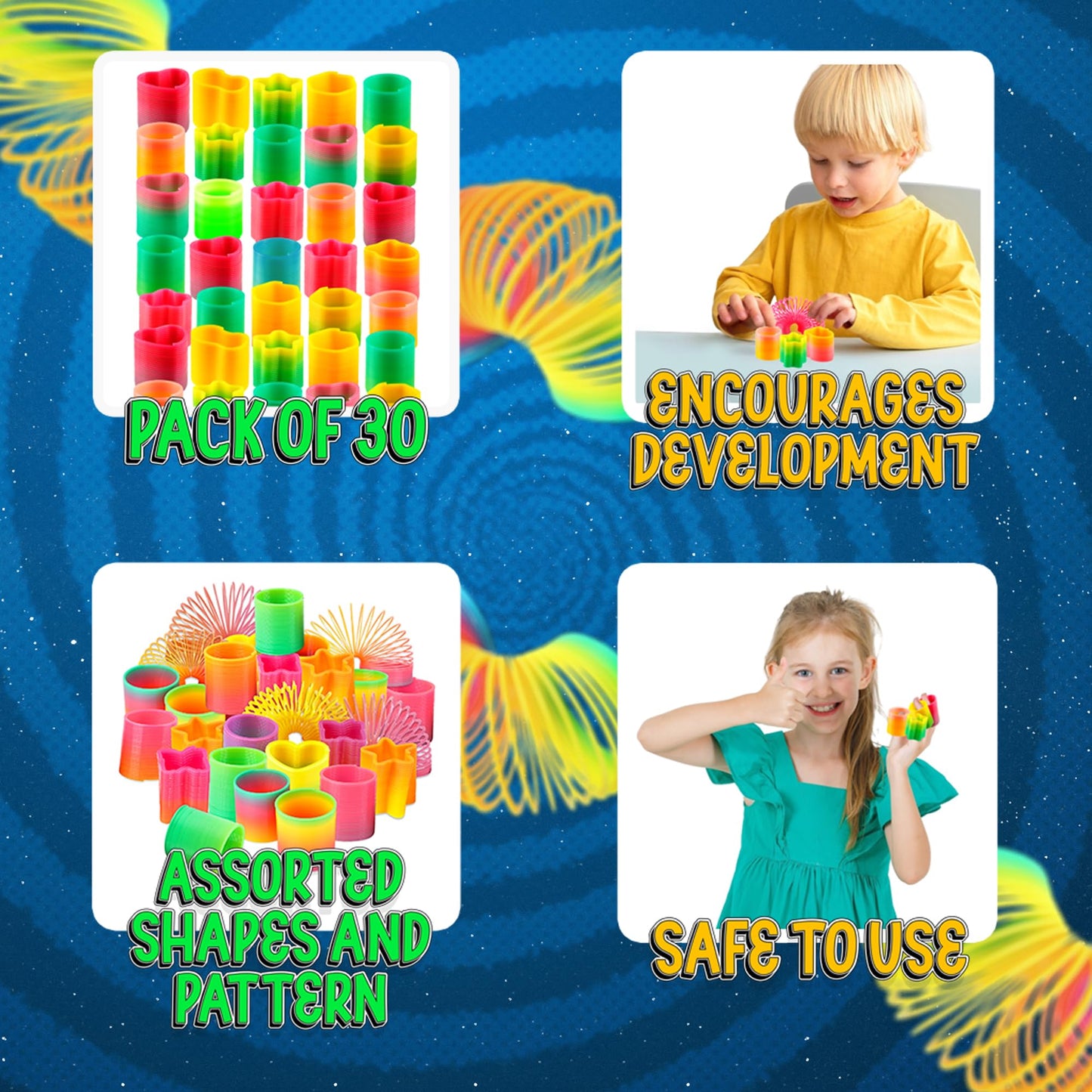 Bedwina Rainbow Spring Toy Assortment – Pack of 30 Mini Coil Springs & Party Favors