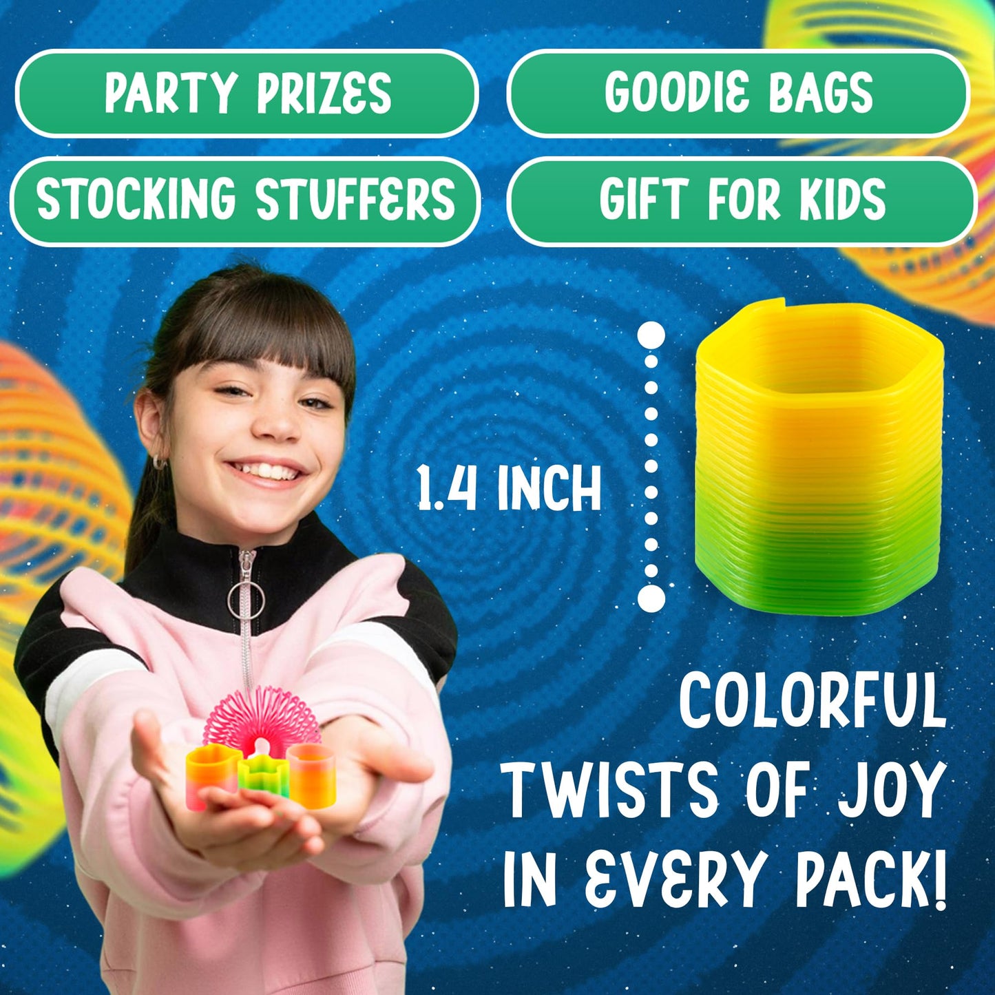 Bedwina Rainbow Spring Toy Assortment – Pack of 30 Mini Coil Springs & Party Favors
