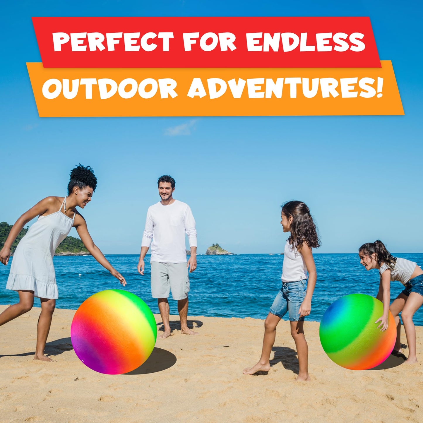Bedwina 18-Inch Rainbow Playground Balls (2-Pack) - Giant Outdoor Kickball for Park, Backyard, and Indoor Fun