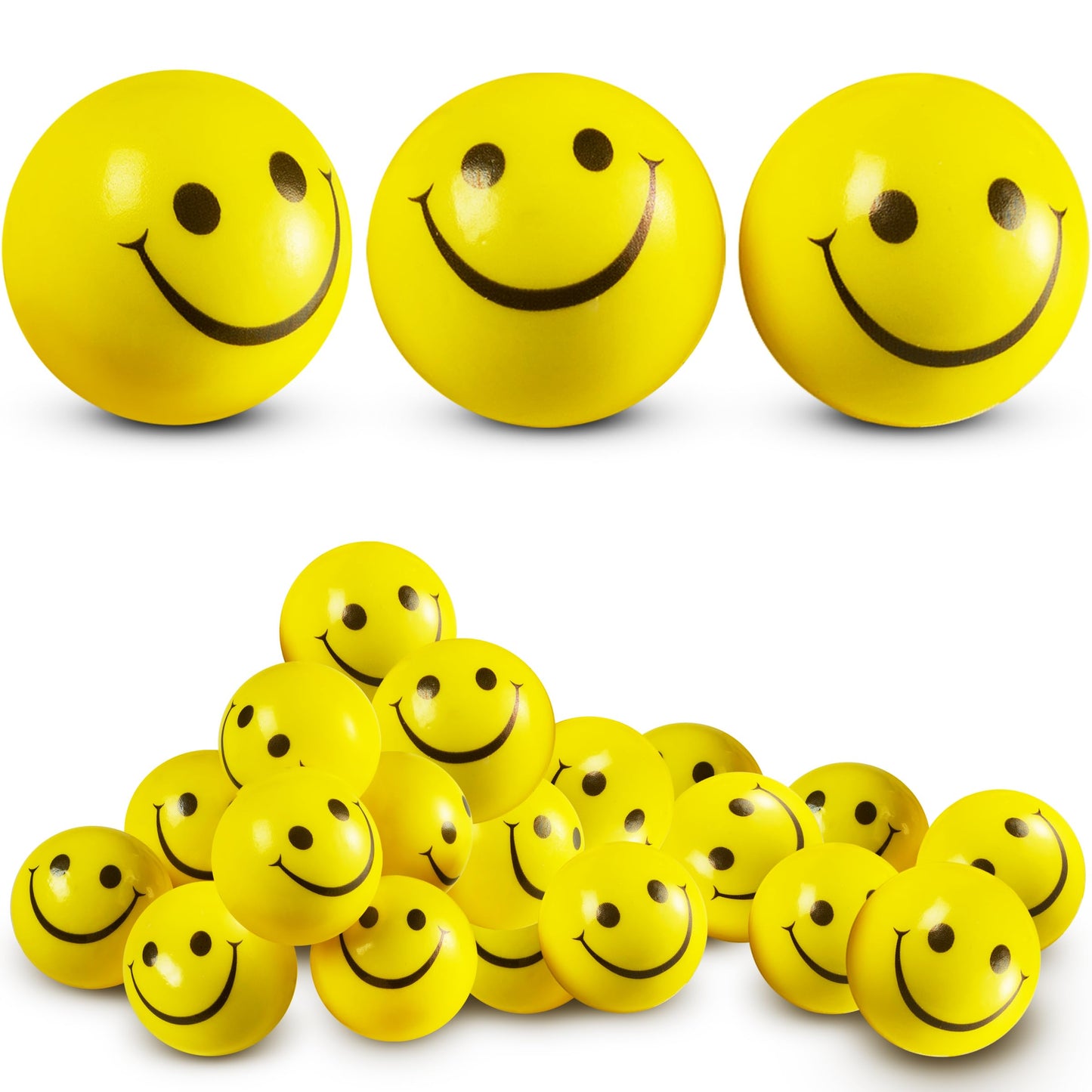 Bedwina Smile Face Stress Balls – 24 Pack, 2-Inch Fidget Toys for Kids & Adults