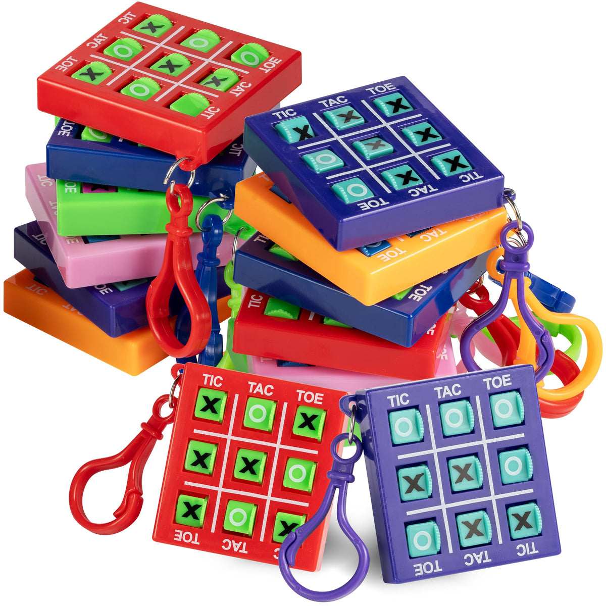 Bedwina 12 Mini Tic Tac Toe Keychain Games — Travel Size Party Favors for Kids
