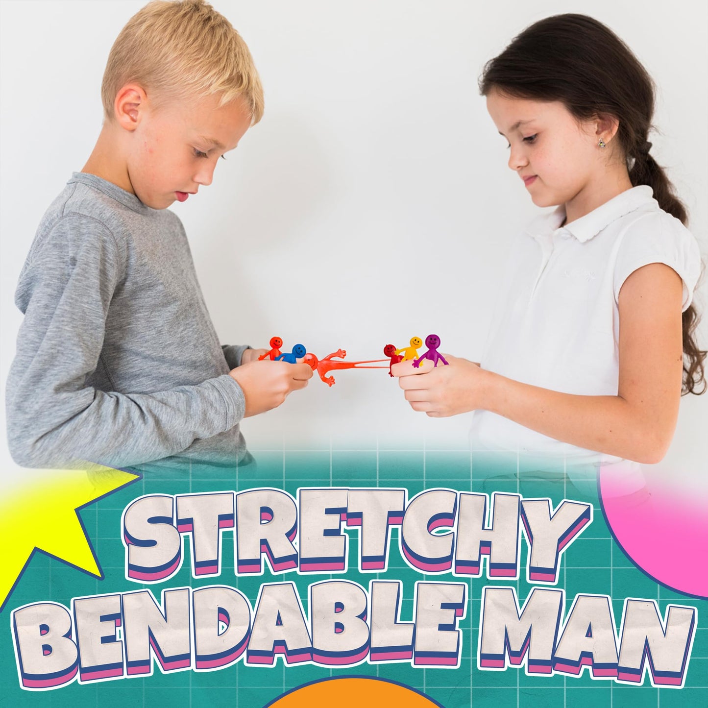 Bedwina Stretchy Bendable Man 36 Pack — Colorful Fidget Toys for Stress Relief, Party Favors & Stocking Stuffers