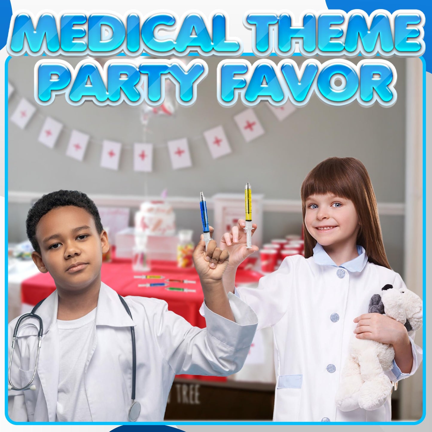Bedwina Syringe Pens – Bulk Pack of 24 Neon Retractable Pens for Nurses & Students