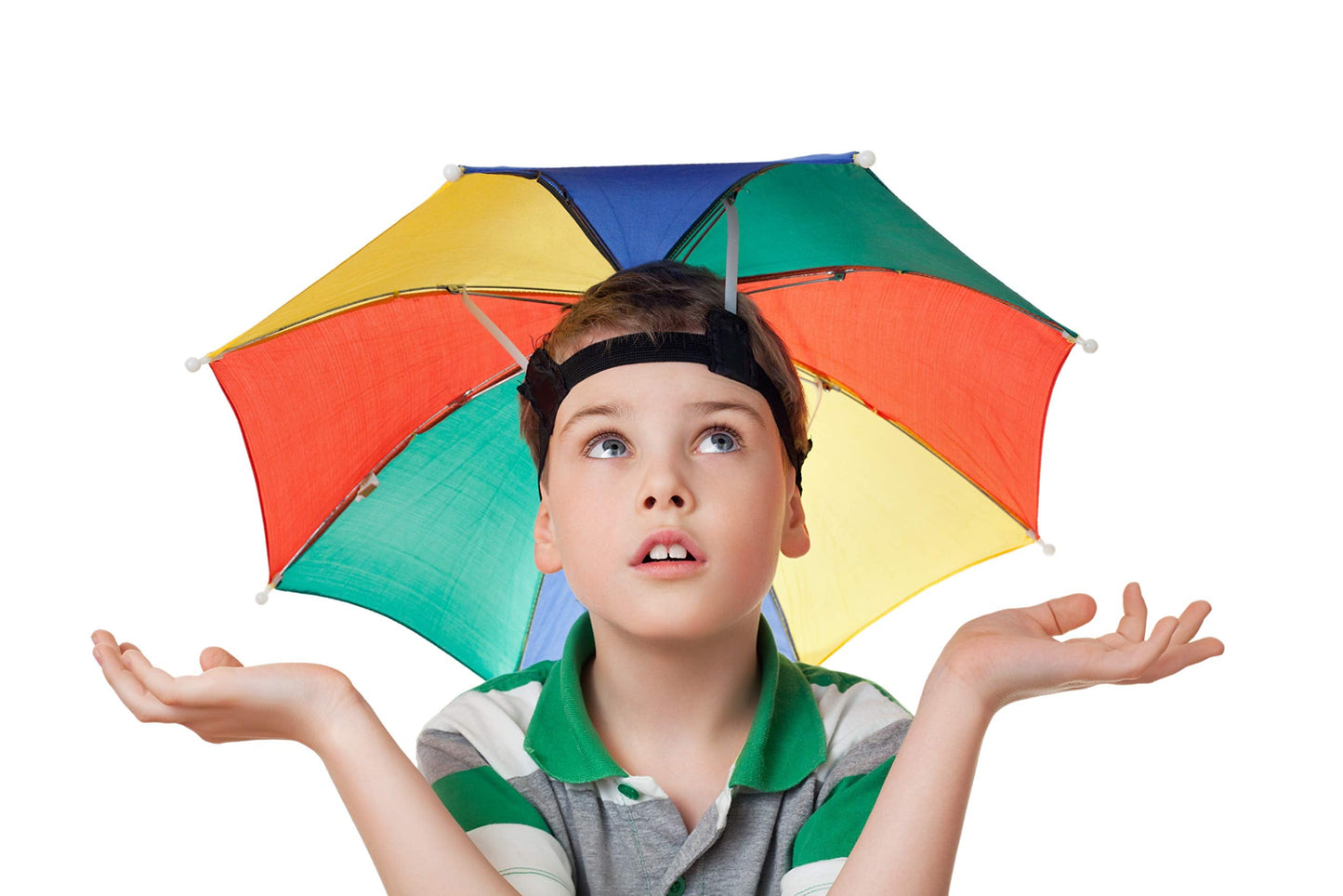 Bedwina Umbrella Hat Pack of 2 – Colorful Rainbow Hats, Hands-Free Sun Protection, One Size Fits All