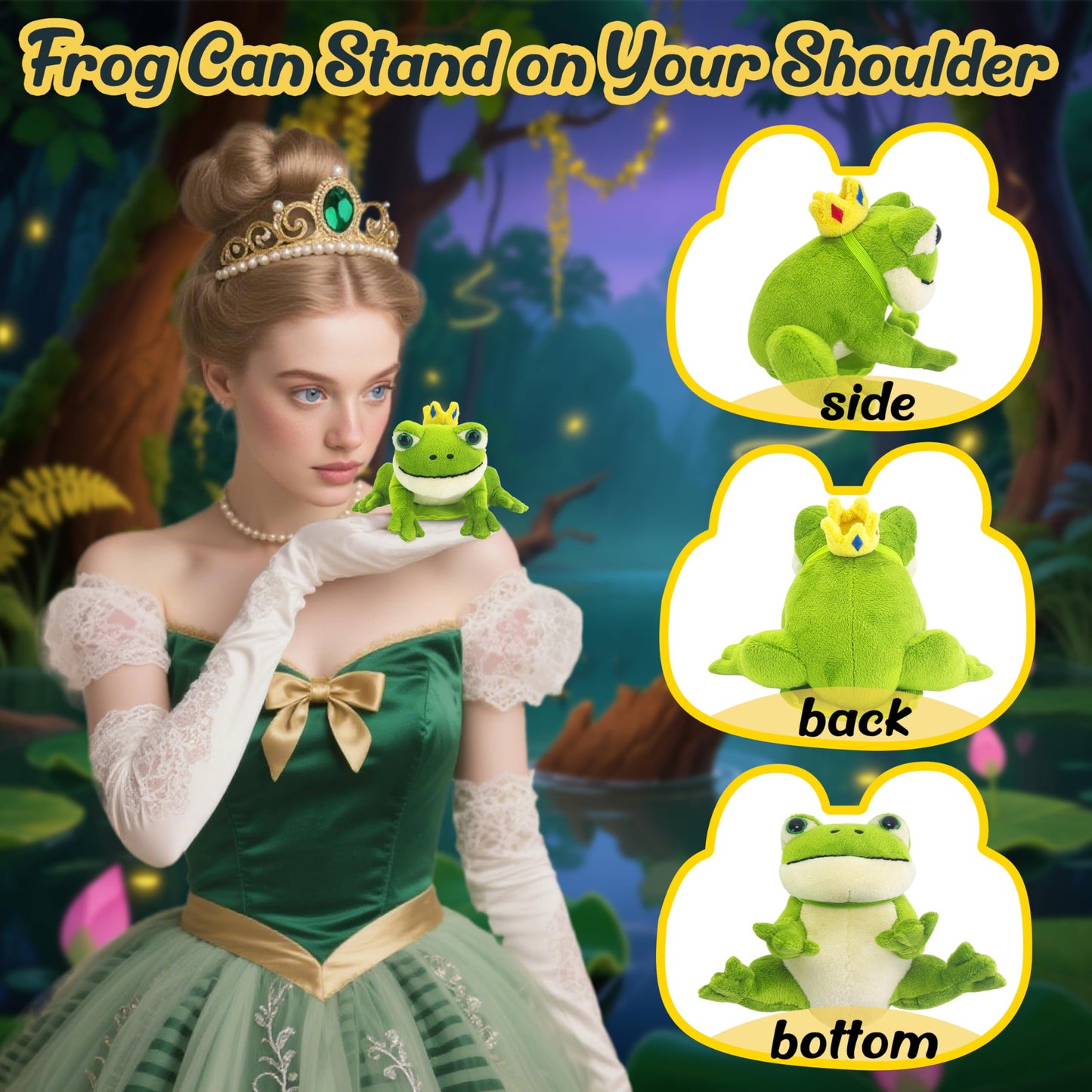 Beeadore Frog Plush 3.93 Inch Shoulder Plush – Green Stuffed Animal Gift for Kids