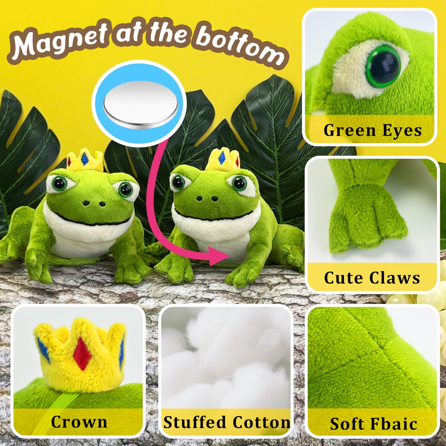 Beeadore Frog Plush 3.93 Inch Shoulder Plush – Green Stuffed Animal Gift for Kids
