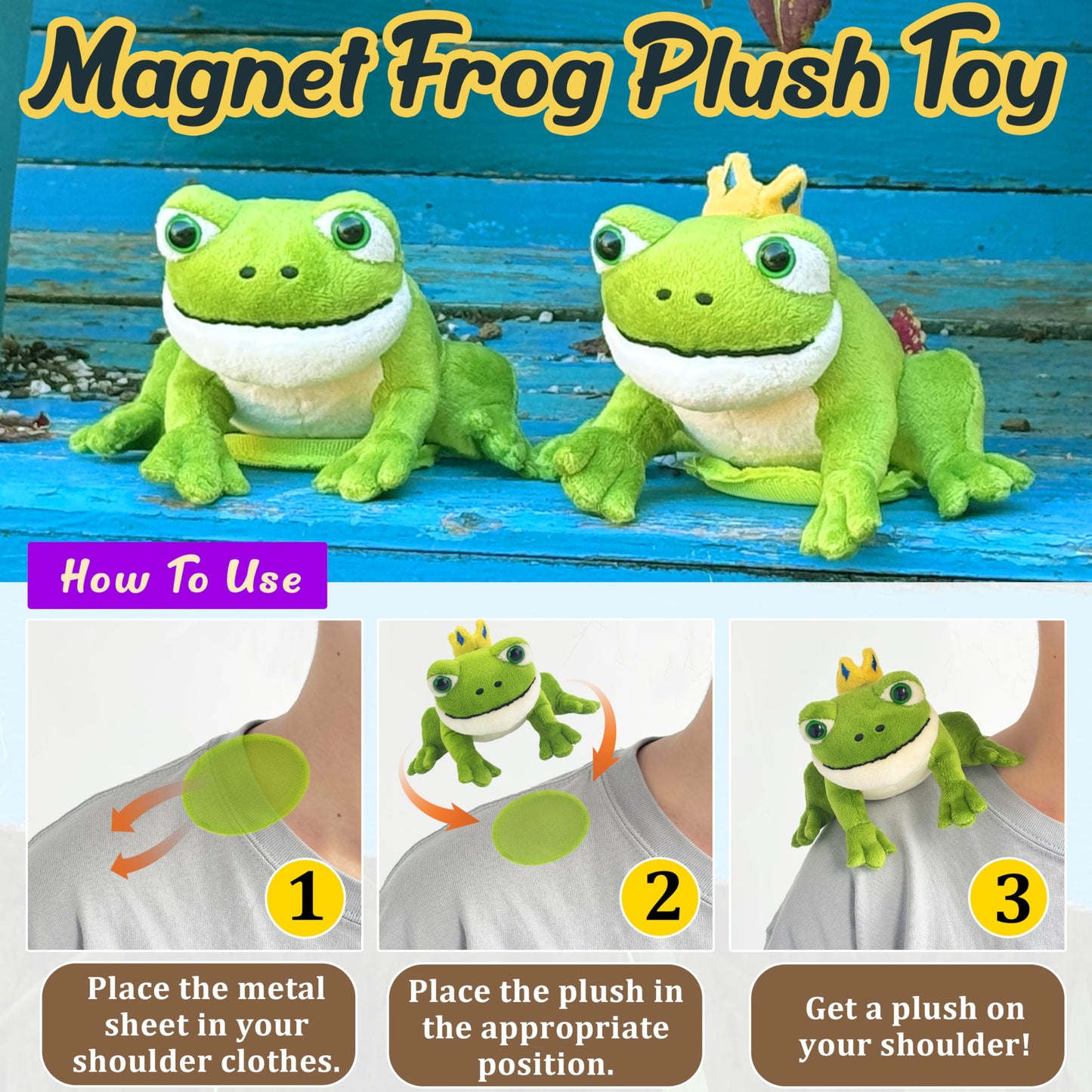 Beeadore Frog Plush 3.93 Inch Shoulder Plush – Green Stuffed Animal Gift for Kids