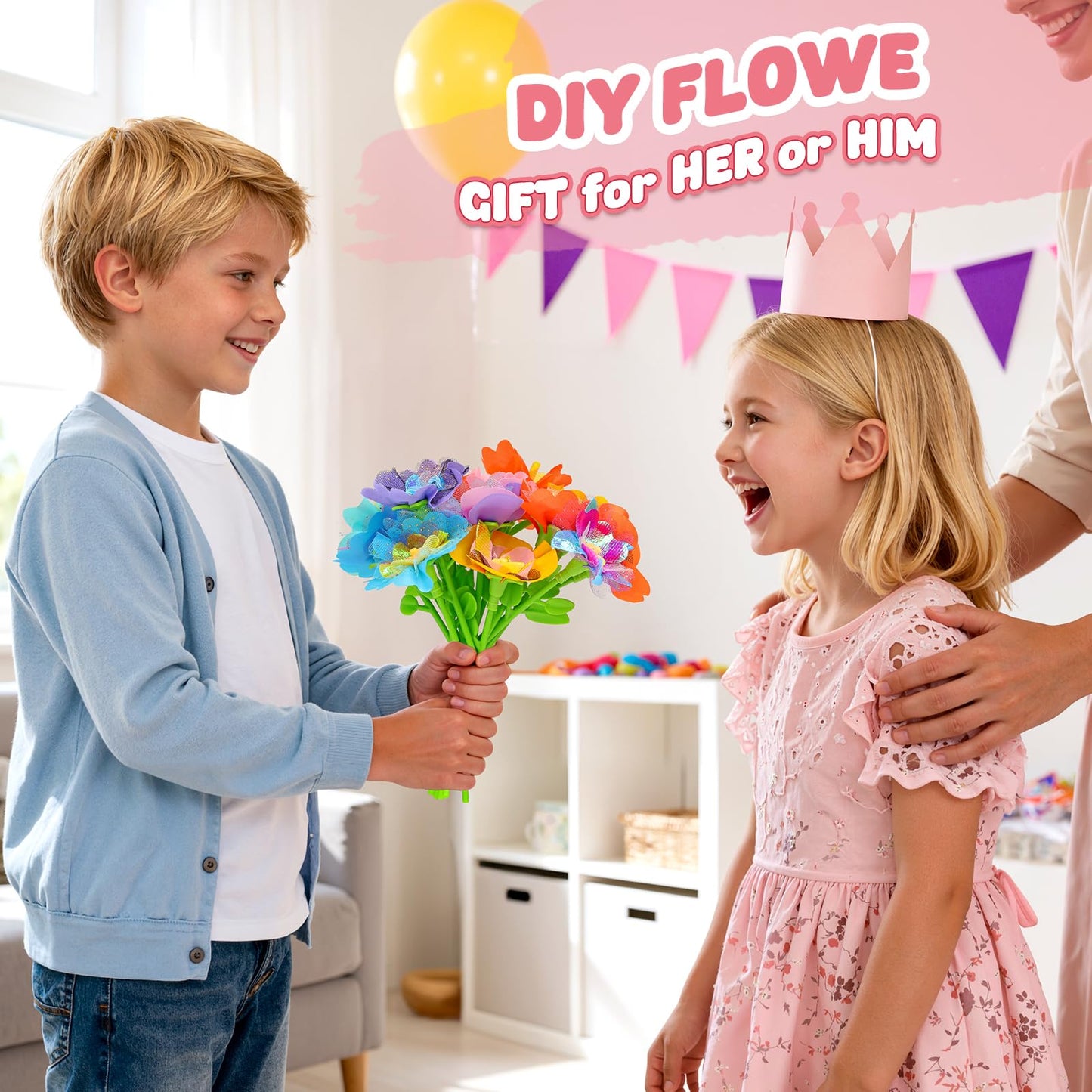 Beefunni Flower Bouquet Craft Kit | DIY Flower Toy for Kids 4-10 | Creative Gift