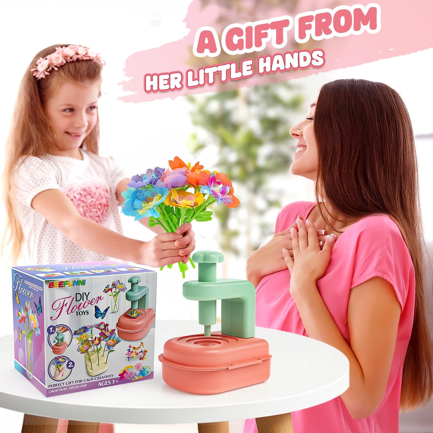 Beefunni Flower Bouquet Craft Kit | DIY Flower Toy for Kids 4-10 | Creative Gift