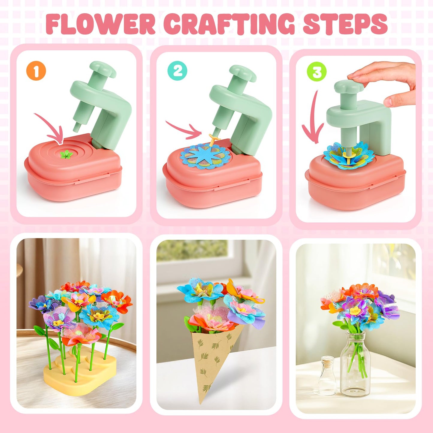 Beefunni Flower Bouquet Craft Kit | DIY Flower Toy for Kids 4-10 | Creative Gift