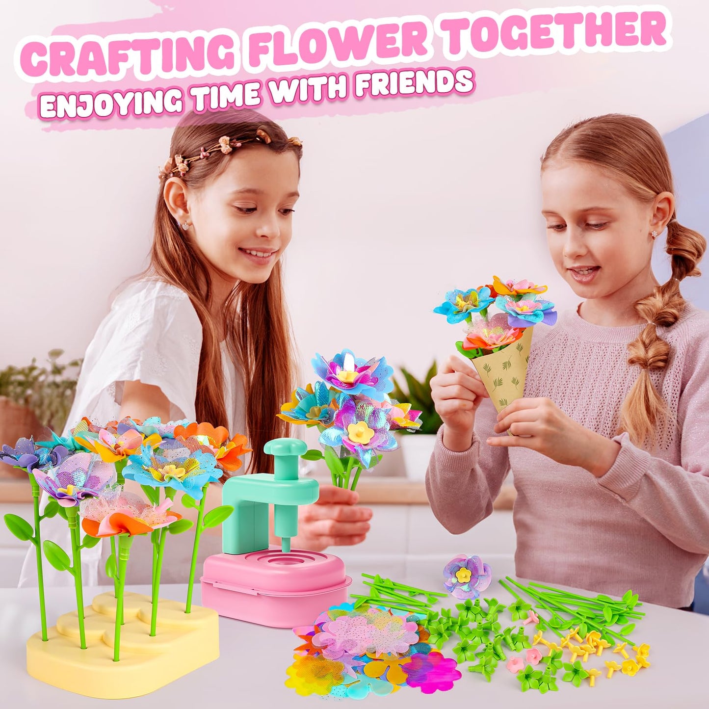 beefunni Flower Bouquet Craft Kits – DIY Arts & Crafts for Kids Aged 4-8