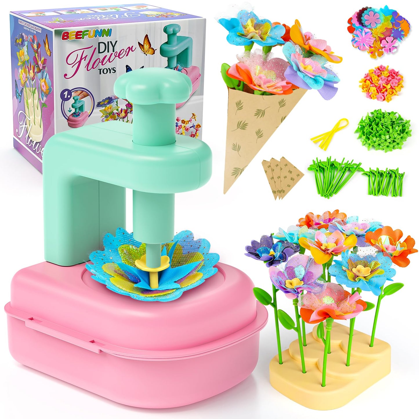 beefunni Flower Bouquet Craft Kits – DIY Arts & Crafts for Kids Aged 4-8