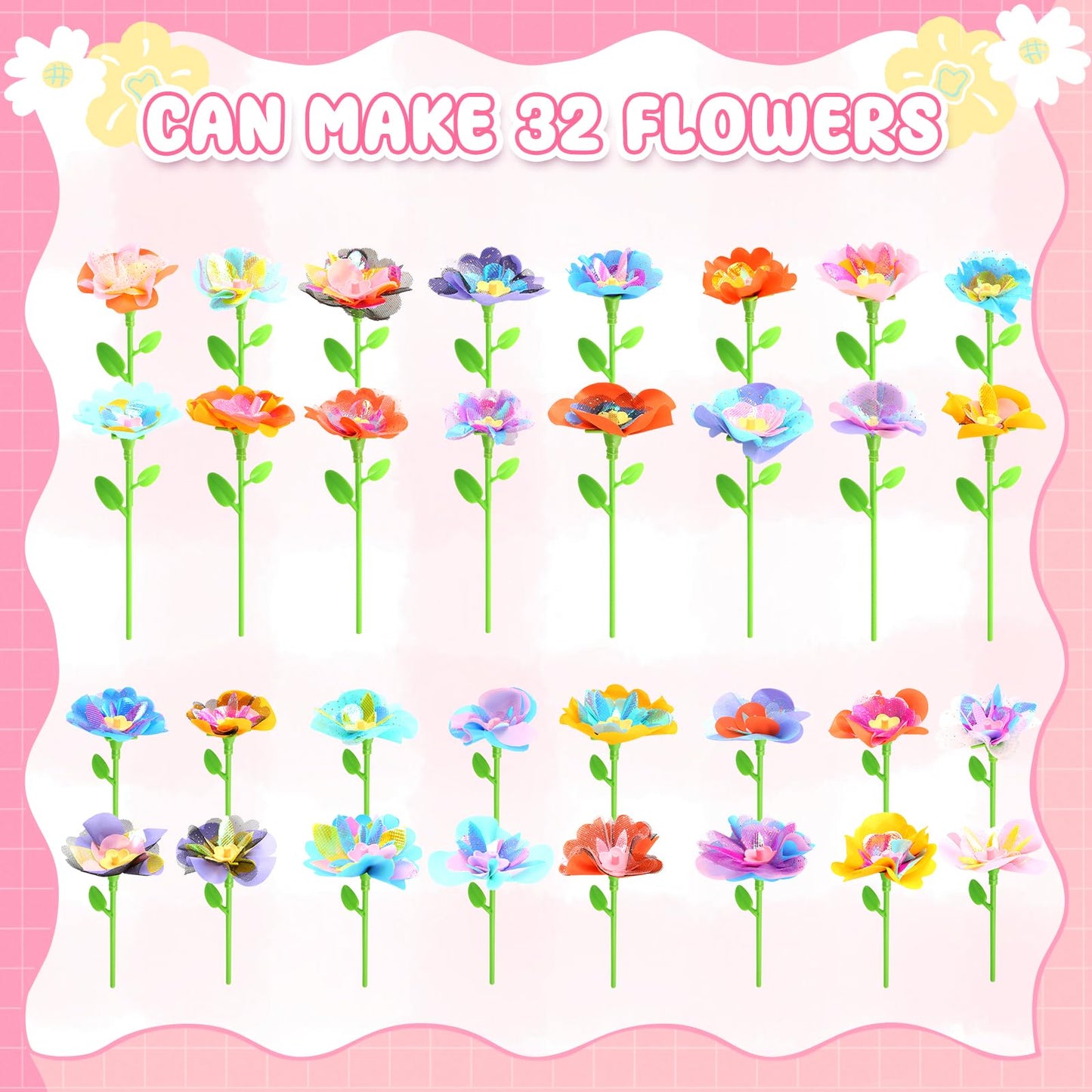 beefunni Flower Bouquet Craft Kit – DIY 32-Flower Bouquet + Deluxe Accessories