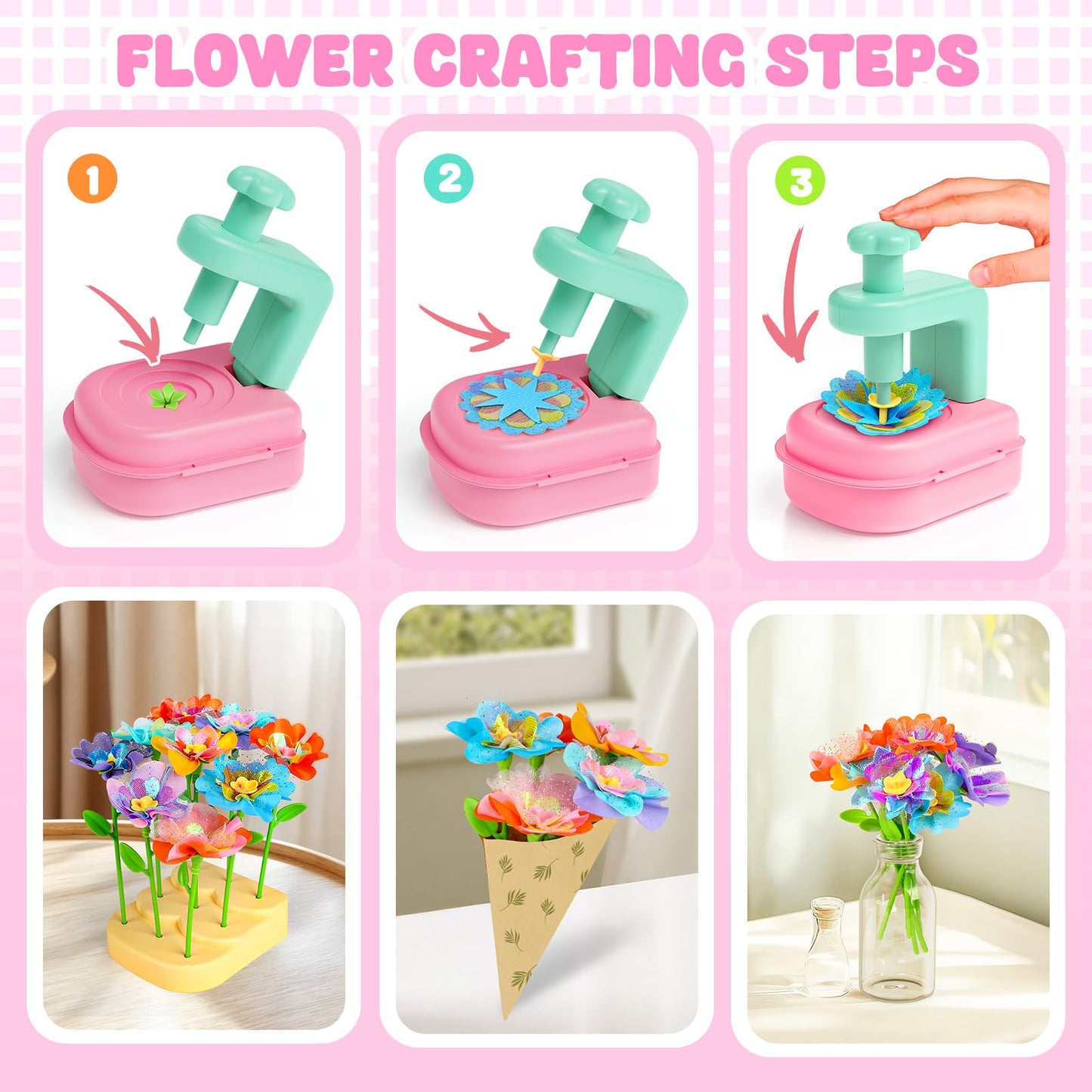 beefunni Flower Bouquet Craft Kits – DIY Arts & Crafts for Kids Aged 4-8