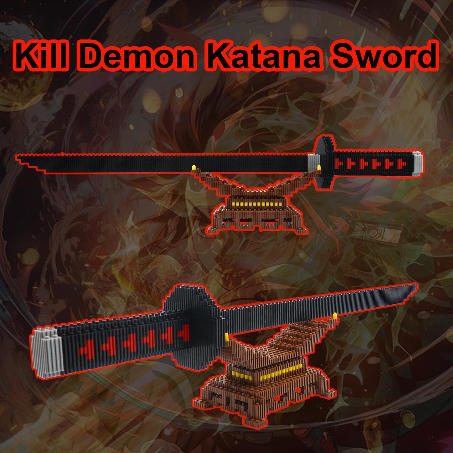 Beego Kill Demon Sword Building Kit – 19-Inch Cosplay Katana with Stand