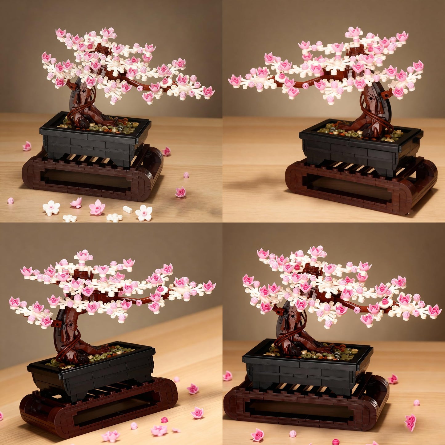 Beego 3IN1 Cherry Blossom Bonsai Tree Building Blocks Set – 1229 Pcs, 4-Season Leaves, Pink Flowers, Lego-Compatible