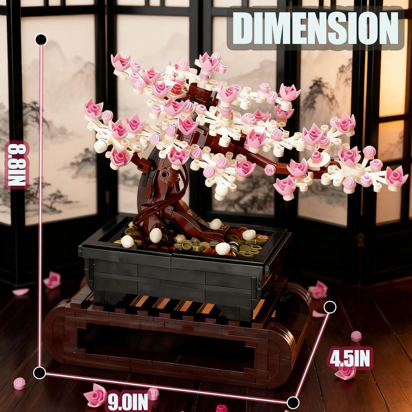 Beego 3IN1 Cherry Blossom Bonsai Tree Building Blocks Set – 1229 Pcs, 4-Season Leaves, Pink Flowers, Lego-Compatible