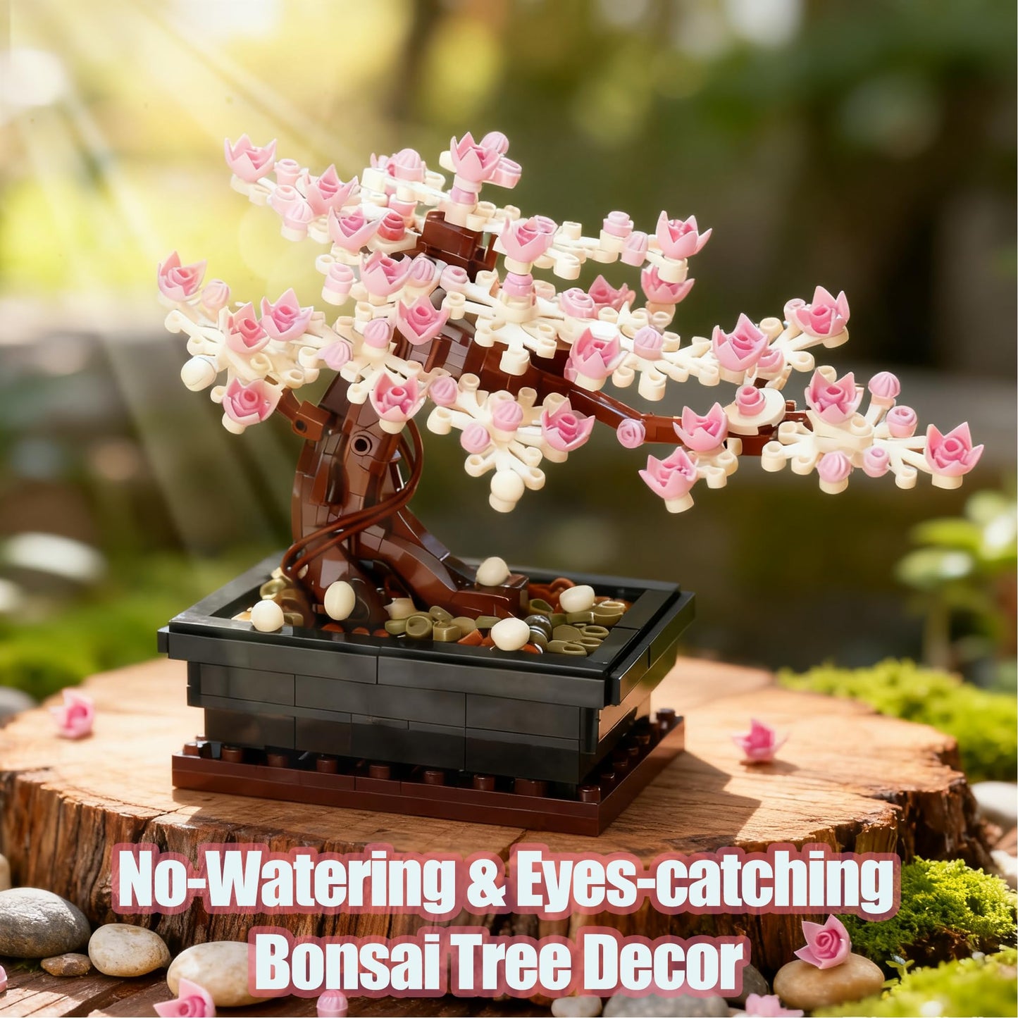 Beego 3IN1 Cherry Blossom Bonsai Tree Building Blocks Set – 1229 Pcs, 4-Season Leaves, Pink Flowers, Lego-Compatible
