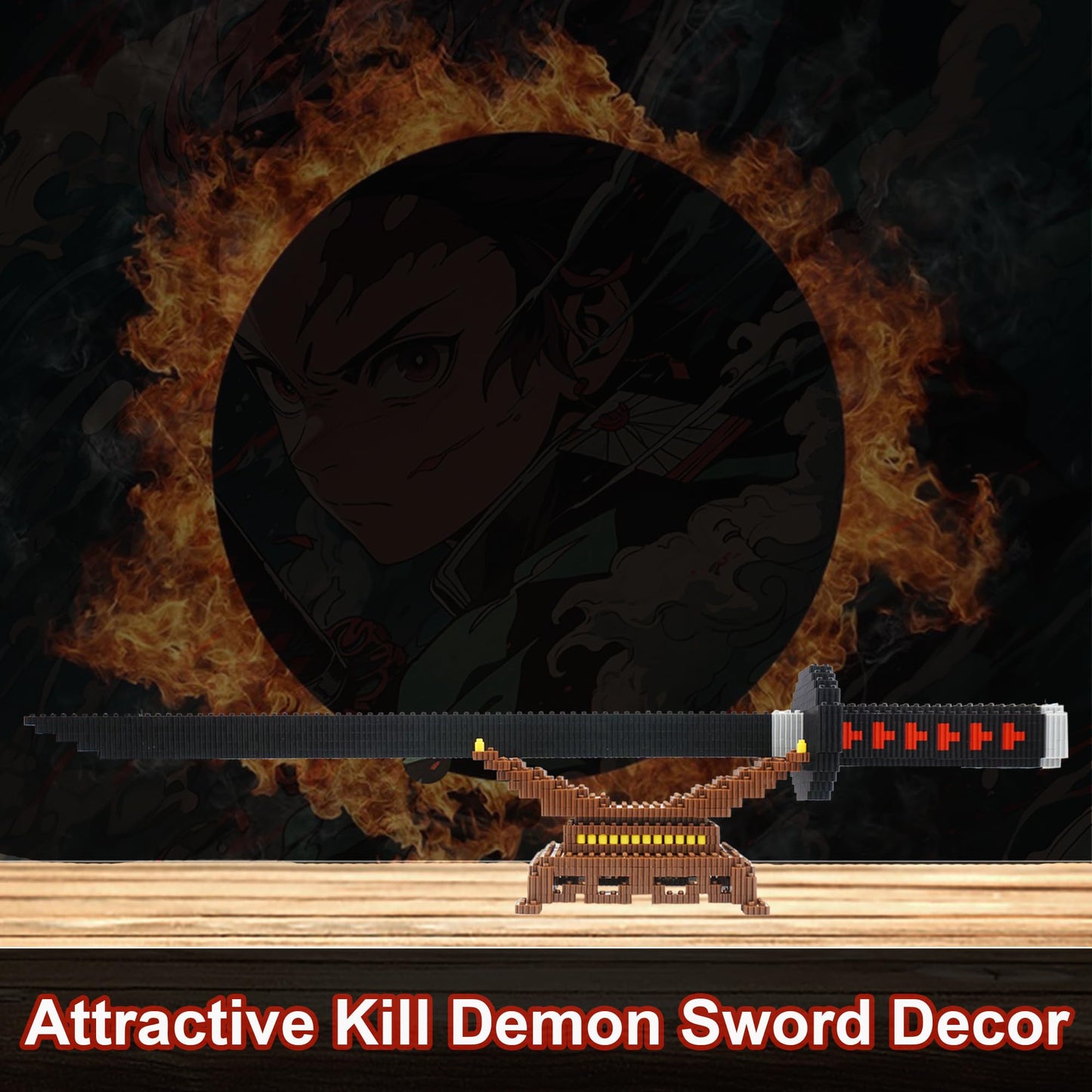 Beego Kill Demon Sword Building Kit – 19-Inch Cosplay Katana with Stand