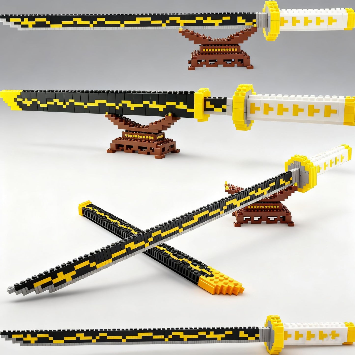 Beego Anime Sword Building Kit – 1000+ Pieces, 27.8in Zenitsu Katana with Scabbard & Stand