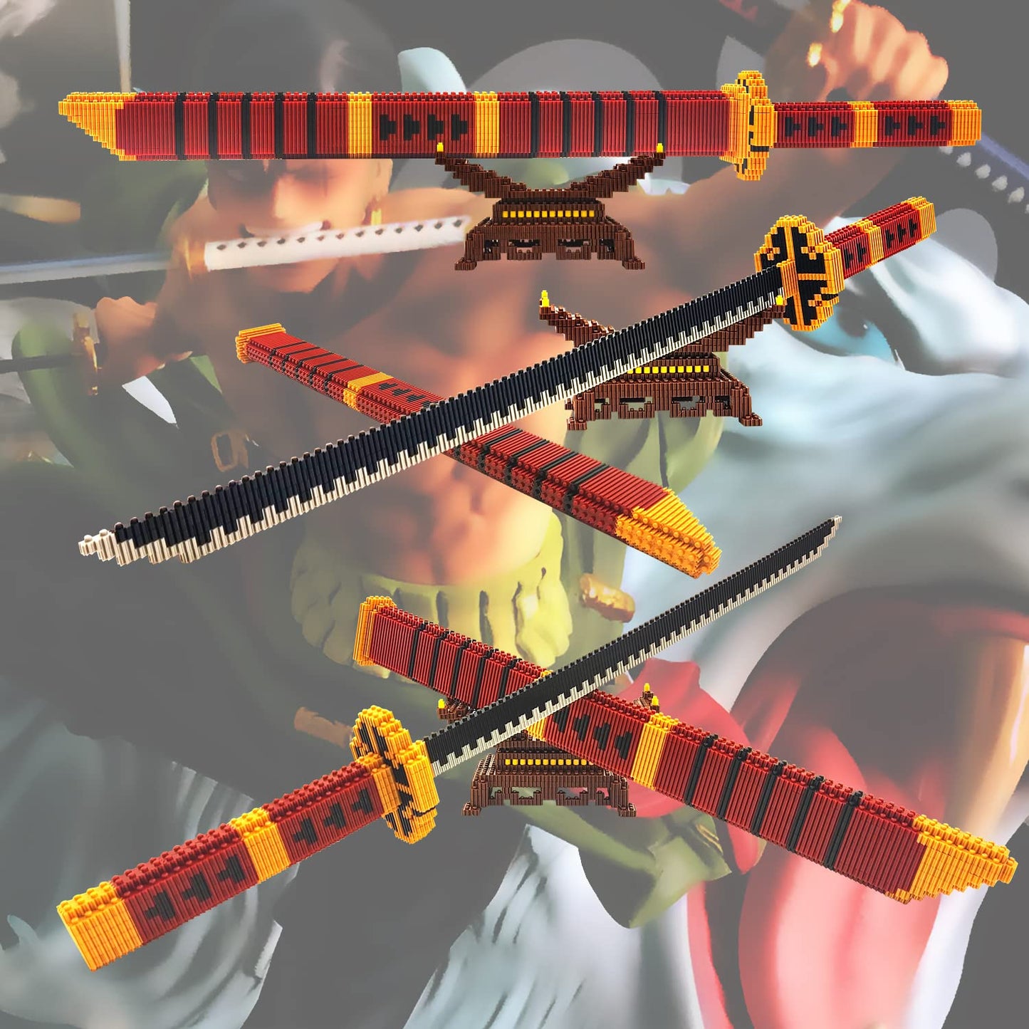 Beego Anime Yamato Sword Building Set – 23-Inch Katana with Scabbard & Stand