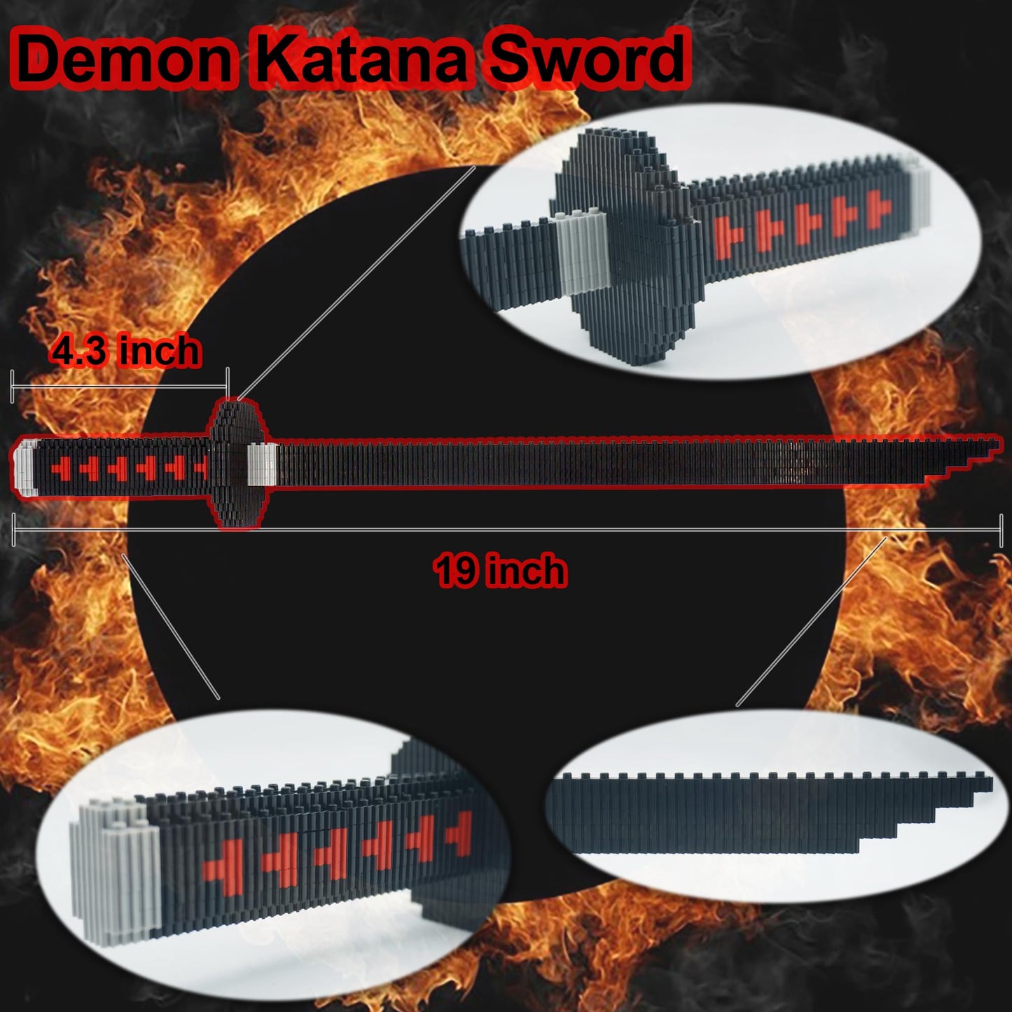 Beego Kill Demon Sword Building Kit – 19-Inch Cosplay Katana with Stand