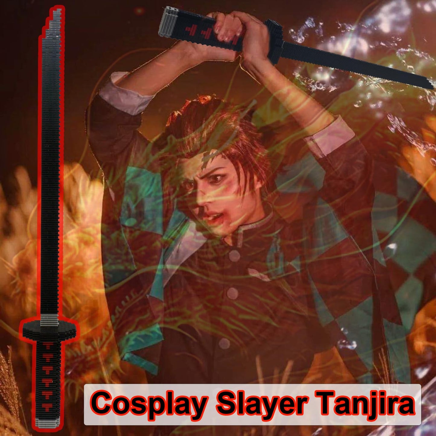 Beego Kill Demon Sword Building Kit – 19-Inch Cosplay Katana with Stand