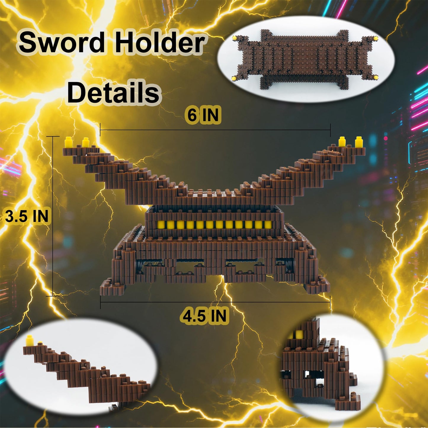 Beego Kill Demon Sword Building Kit Set — 19in Cosplay Katana with Stand (2 Bags in Box)