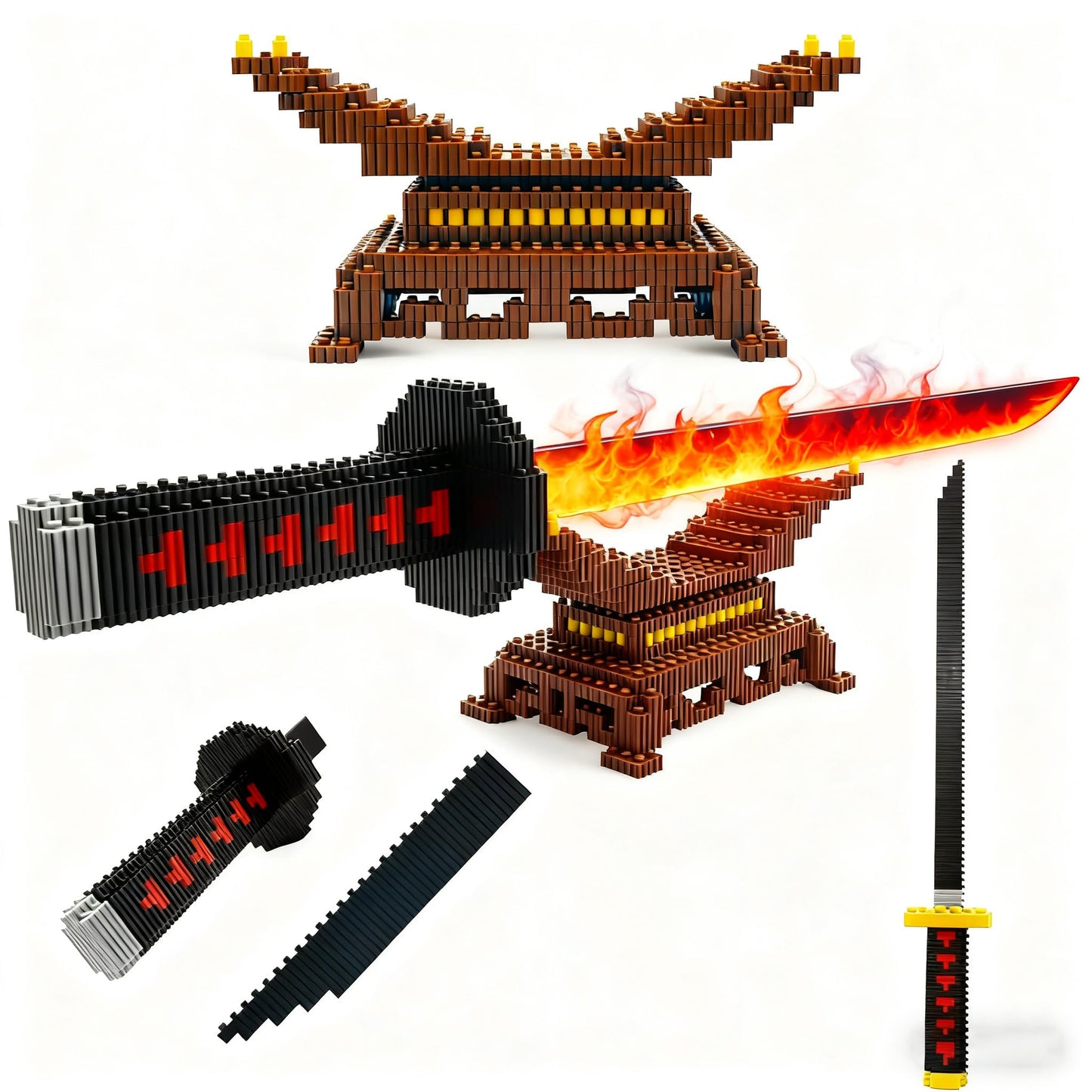 Beego Kill Demon Sword Building Kit – 19-Inch Cosplay Katana with Stand