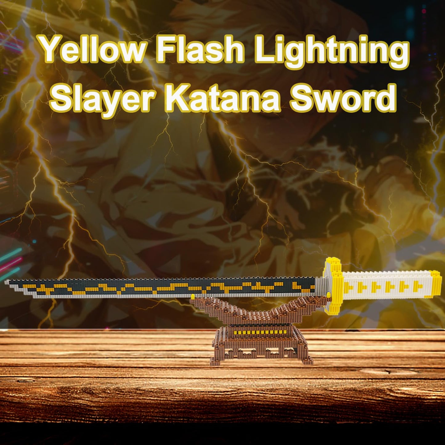 Beego Kill Demon Sword Building Kit Set — 19in Cosplay Katana with Stand (2 Bags in Box)