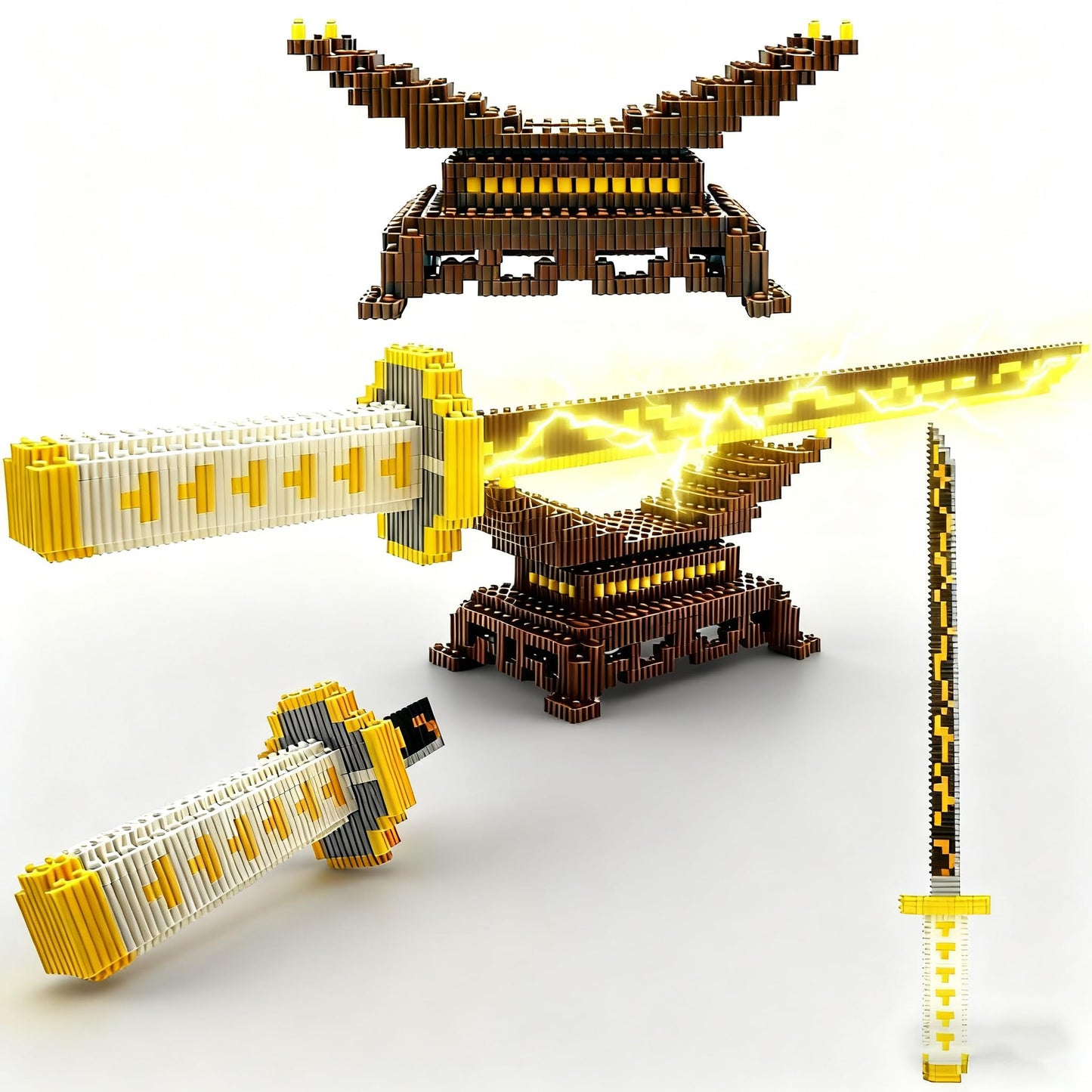 Beego Kill Demon Sword Building Kit Set — 19in Cosplay Katana with Stand (2 Bags in Box)