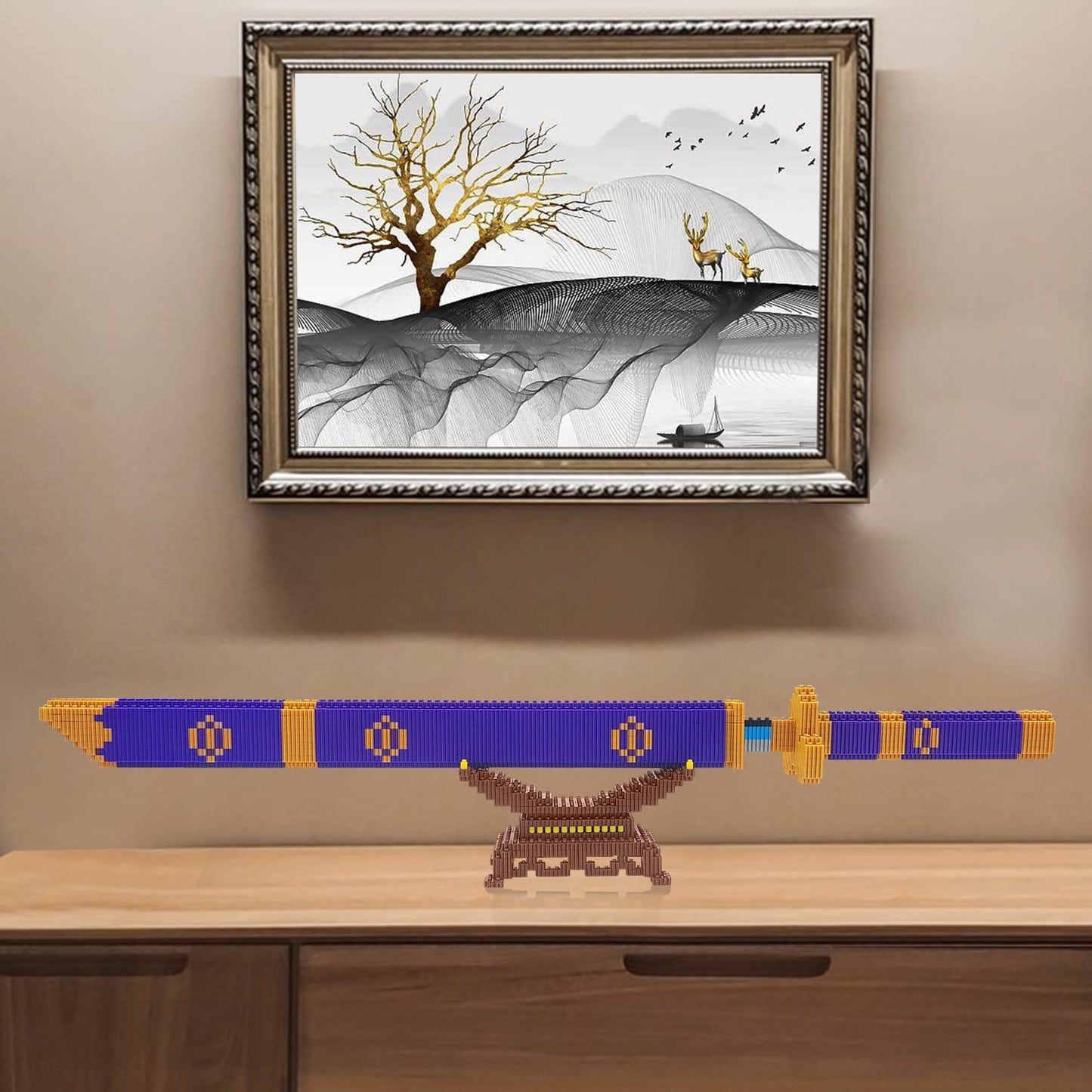 Beego Anime Swords Building Kit – 22.8in Yamato Sword with Scabbard & Stand, LEGO-Compatible