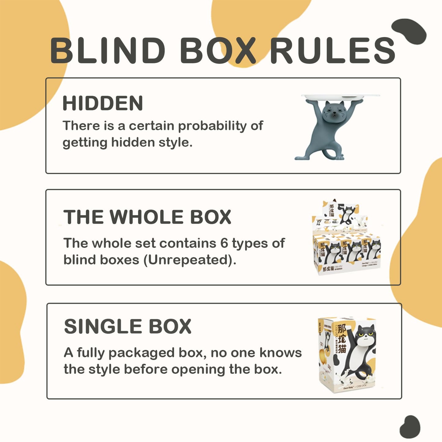 BEEMAI Cat Stands Series 1PC Blind Box – Collectible Cute Figures
