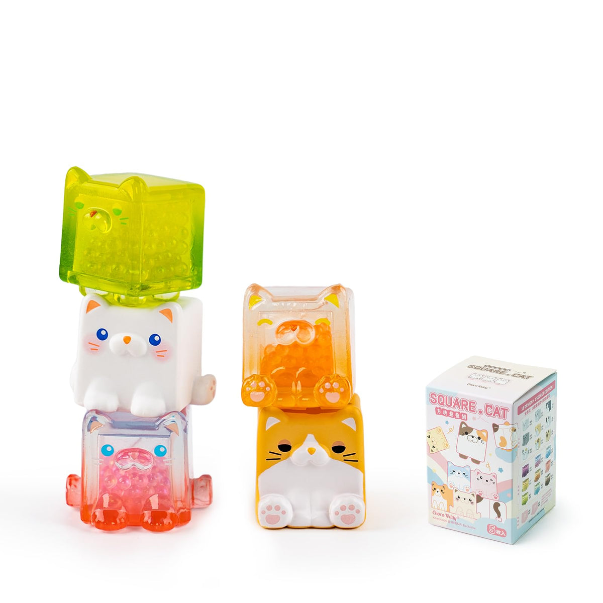 BEEMAI Square Cat Series Blind Pack – 5-Piece Random Collectible Figures