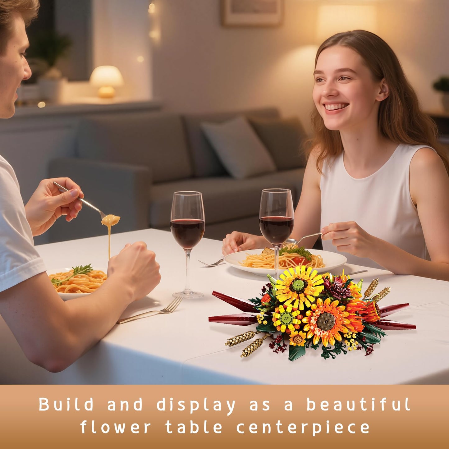 BeepZipp 2 in 1 Sunflower Building Set with Vase – 1328 Pieces, 11.8in Tall