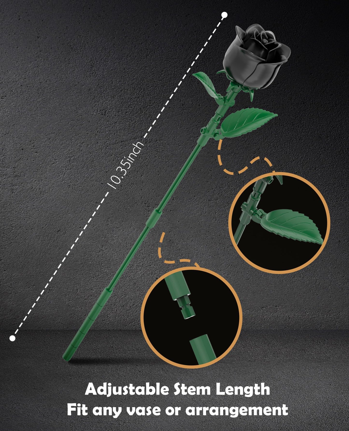 BeepZipp Black Roses Building Set – Lego-Compatible Bouquet, Gift Idea