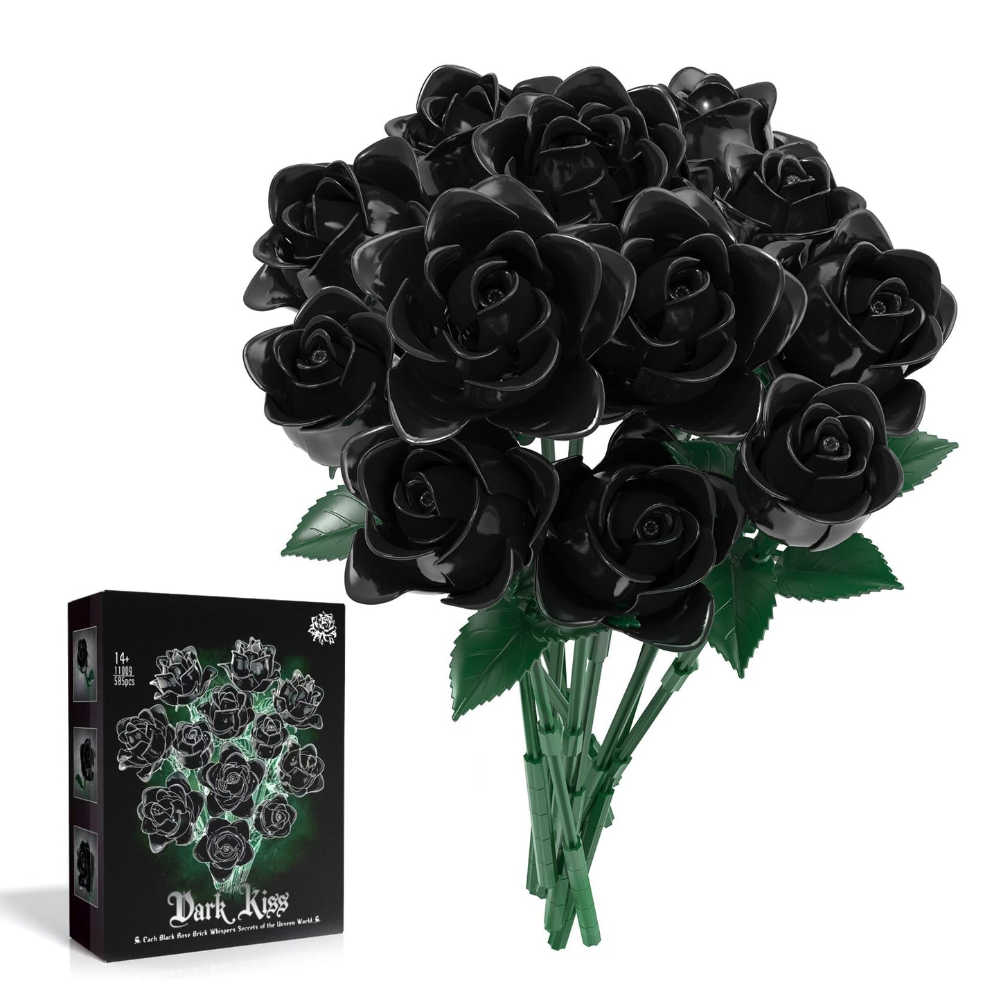 BeepZipp Black Roses Building Set – Lego-Compatible Bouquet, Gift Idea
