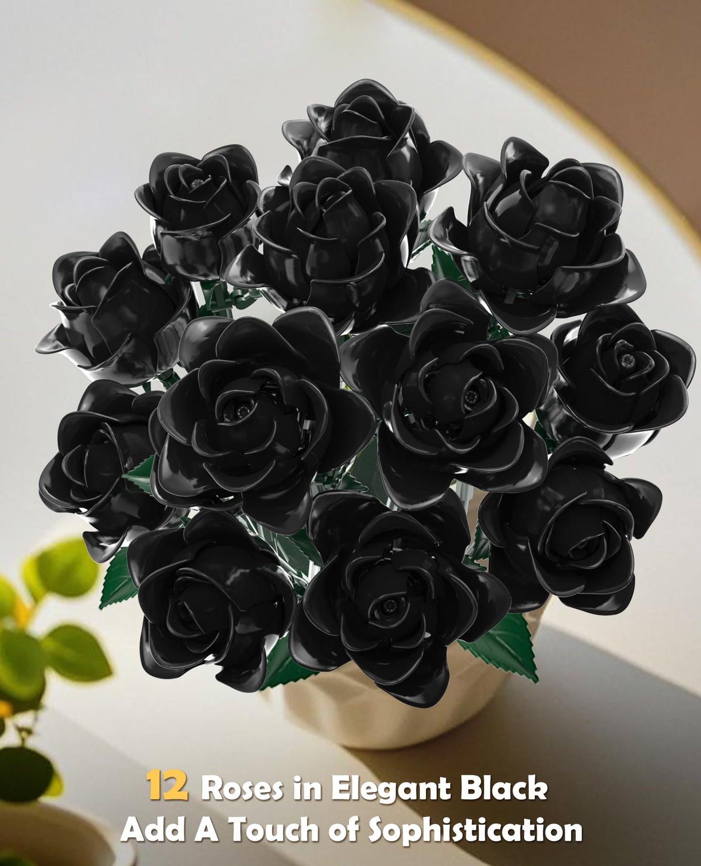 BeepZipp Black Roses Building Set – Lego-Compatible Bouquet, Gift Idea