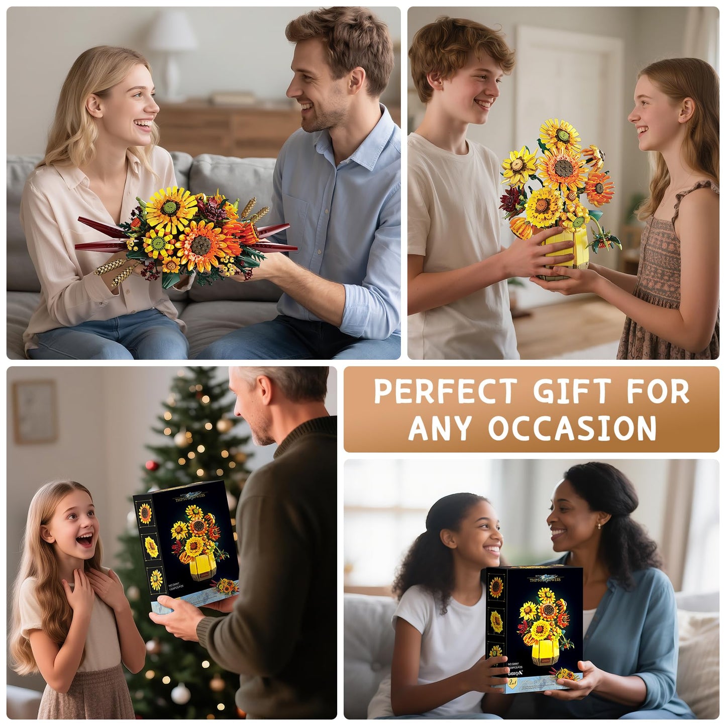 BeepZipp 2 in 1 Sunflower Building Set with Vase – 1328 Pieces, 11.8in Tall