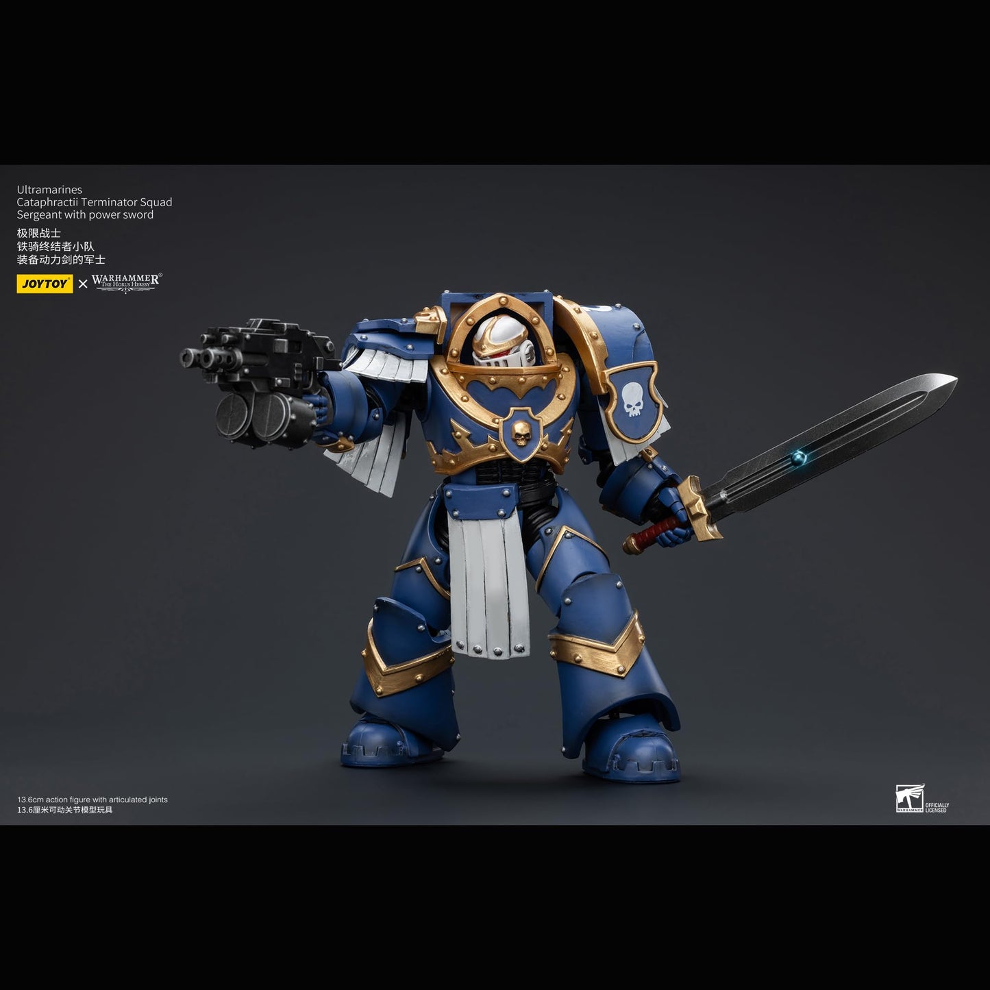 BEERISE JOYTOY 1/18 Ultramarines Cataphractii Sergeant Figure with Power Sword – 5-inch Collectible | Age 15+
