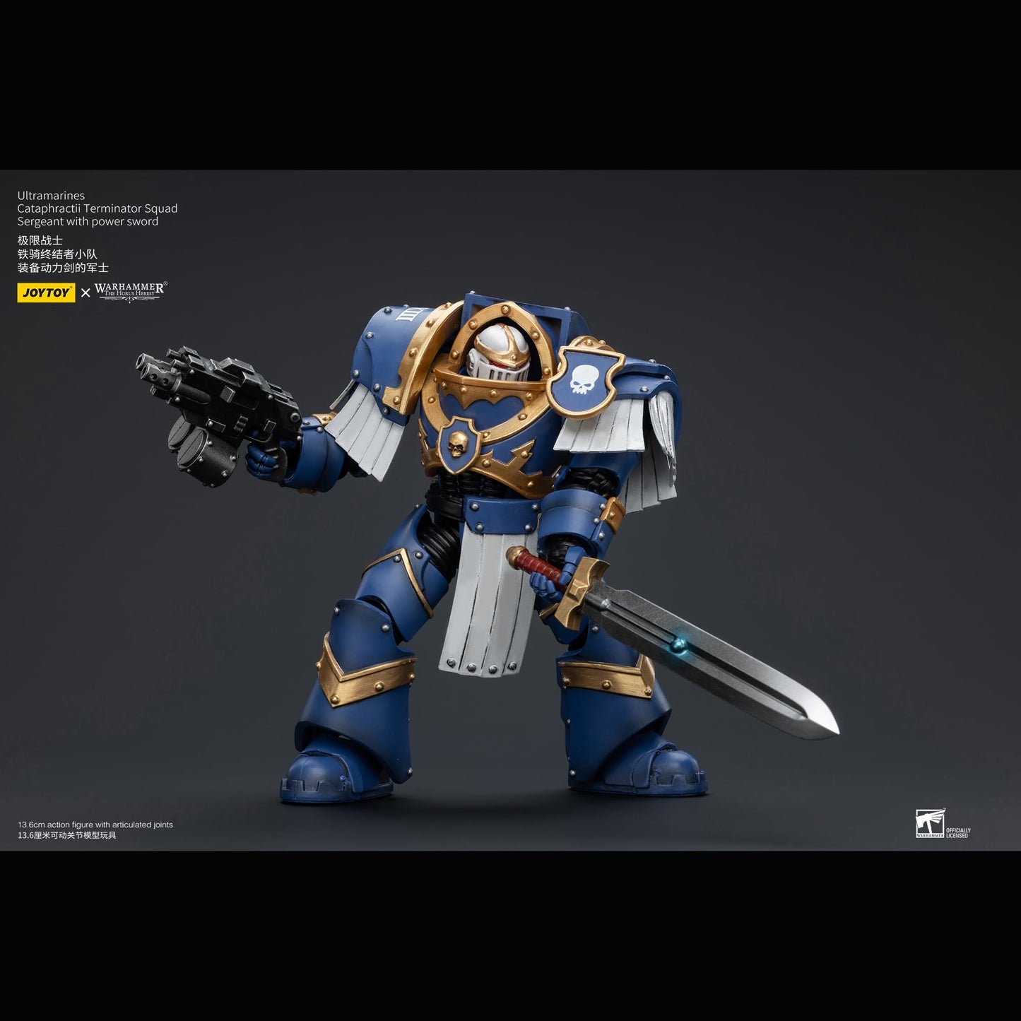 BEERISE JOYTOY 1/18 Ultramarines Cataphractii Sergeant Figure with Power Sword – 5-inch Collectible | Age 15+