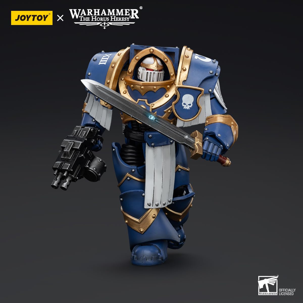 BEERISE JOYTOY 1/18 Ultramarines Cataphractii Sergeant Figure with Power Sword – 5-inch Collectible | Age 15+