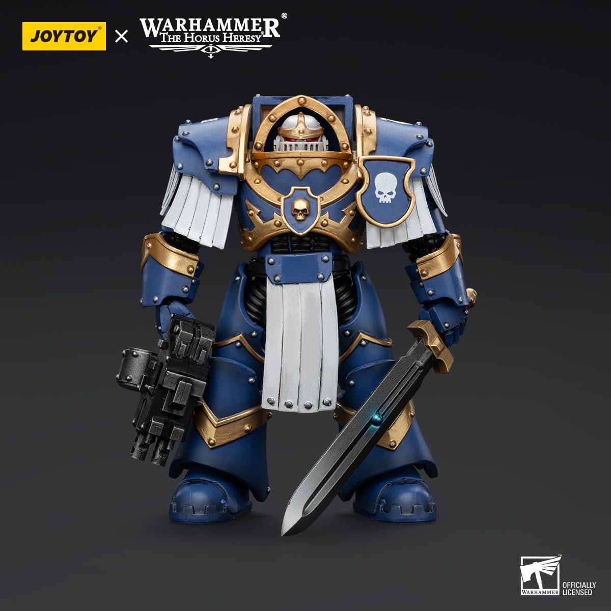 BEERISE JOYTOY 1/18 Ultramarines Cataphractii Sergeant Figure with Power Sword – 5-inch Collectible | Age 15+