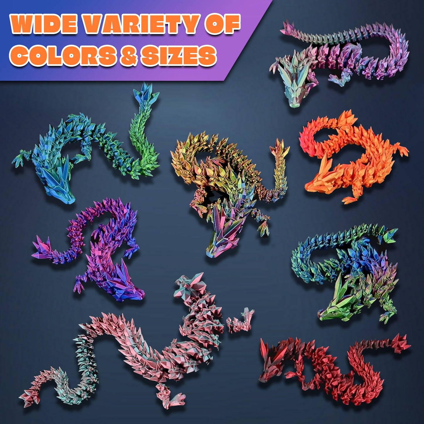 Beesini 2-Pack Crystal 3D Dragon Fidget Figurines — Home Office Desk Decor